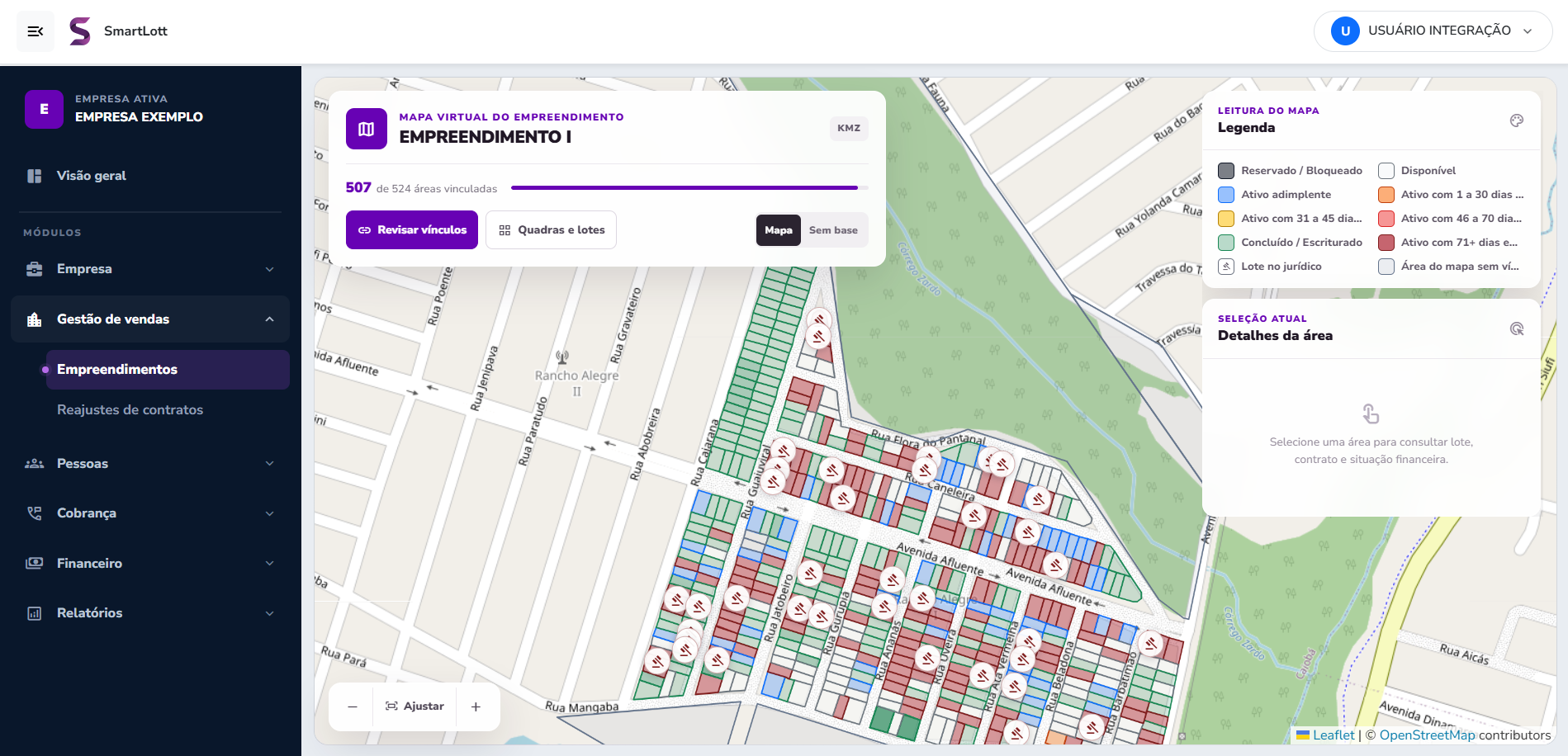 Mapa virtual de um empreendimento no SmartLotte